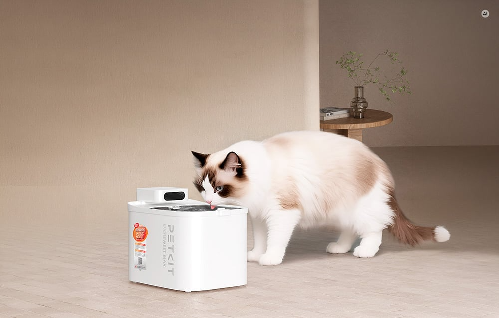 Kot pijący wodę z fontanny PETKIT Eversweet Max 2
